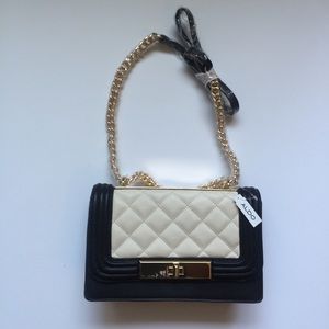 NWT Black and Cream Quilted Purse from Aldo